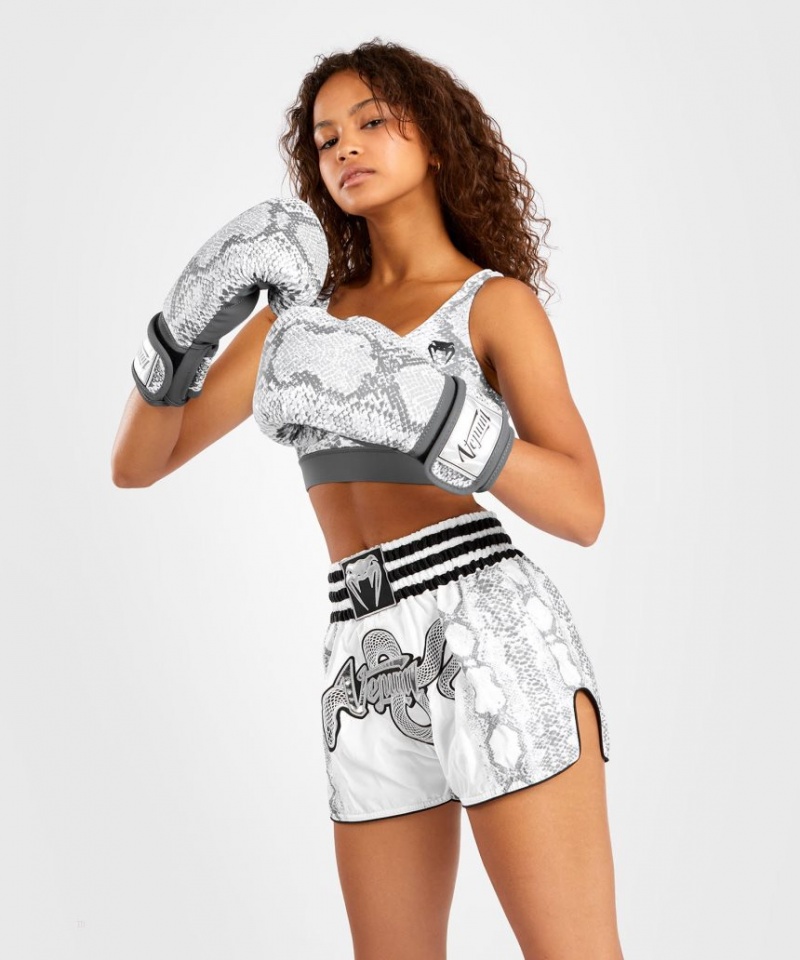 Short Venum White Snake Corta Muay Thai Boxing Femme Blanche  | QHD-4482309