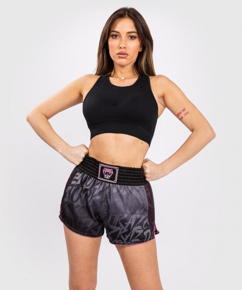 Short Venum x Kaz Muay Thai Boxing Femme Noir  | MYP-4136745