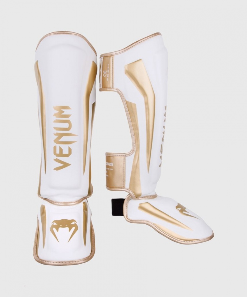 Protège Tibia Venum Elite Standup Blanche Doré  | DZN-0600406