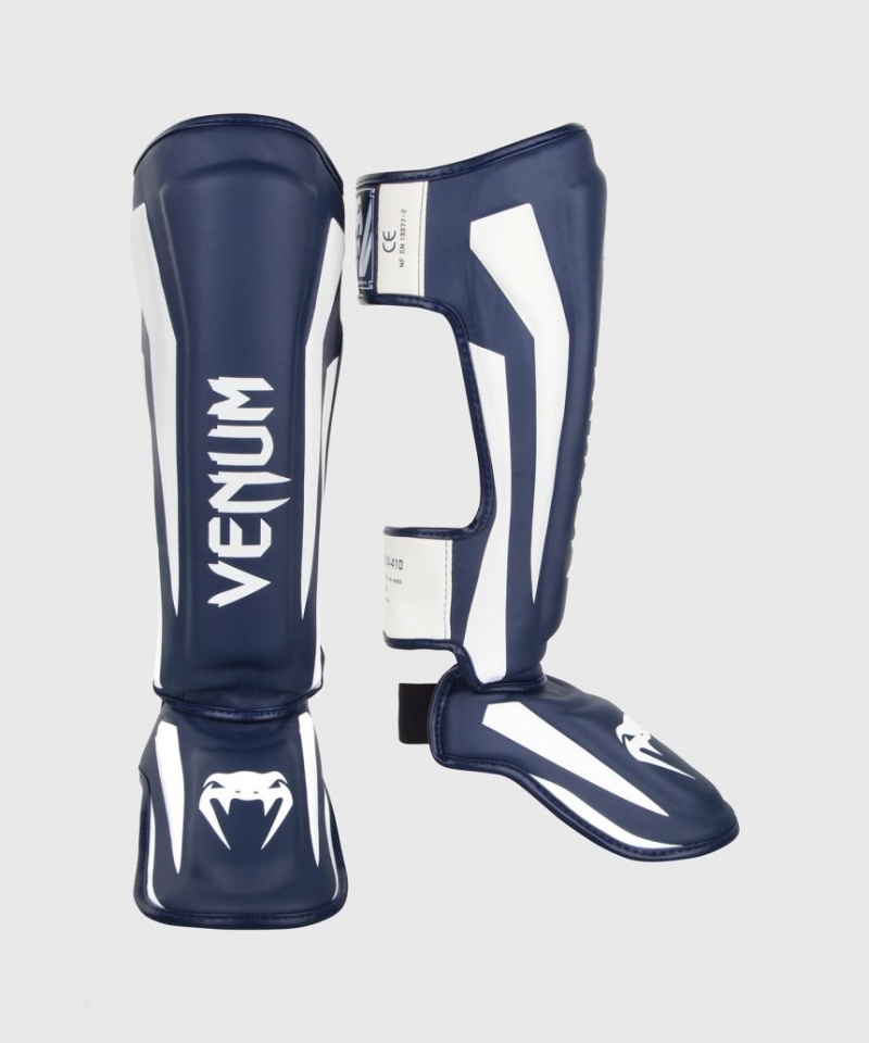 Protège Tibia Venum Elite Standup Blanche Bleu Marine Bleu  | WLB-1217307