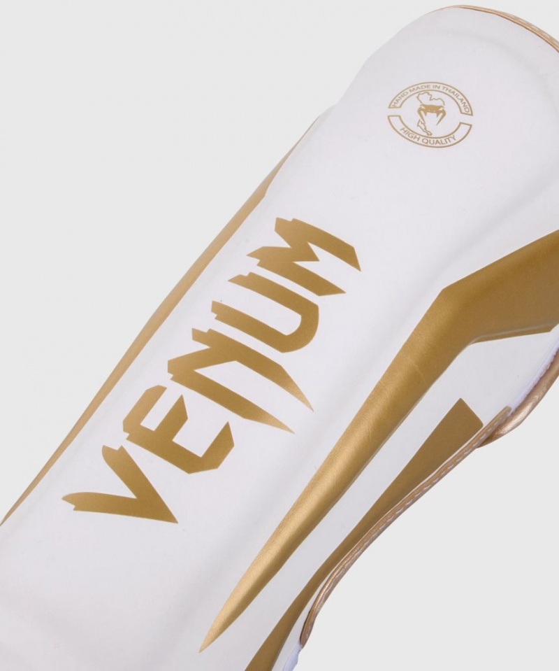 Protège Tibia Venum Elite Standup Blanche Doré  | DZN-0600406