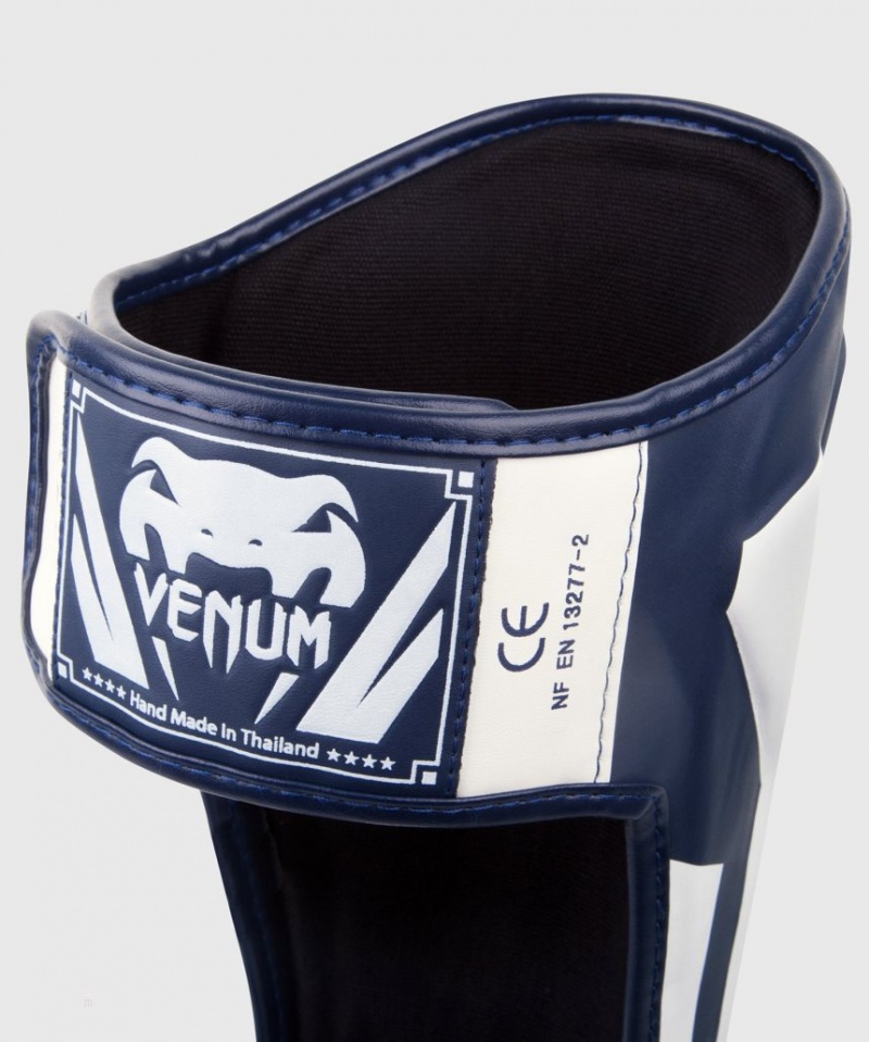 Protège Tibia Venum Elite Standup Blanche Bleu Marine Bleu  | WLB-1217307